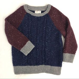 Chunky burgundy and navy knit sweater cat&jack